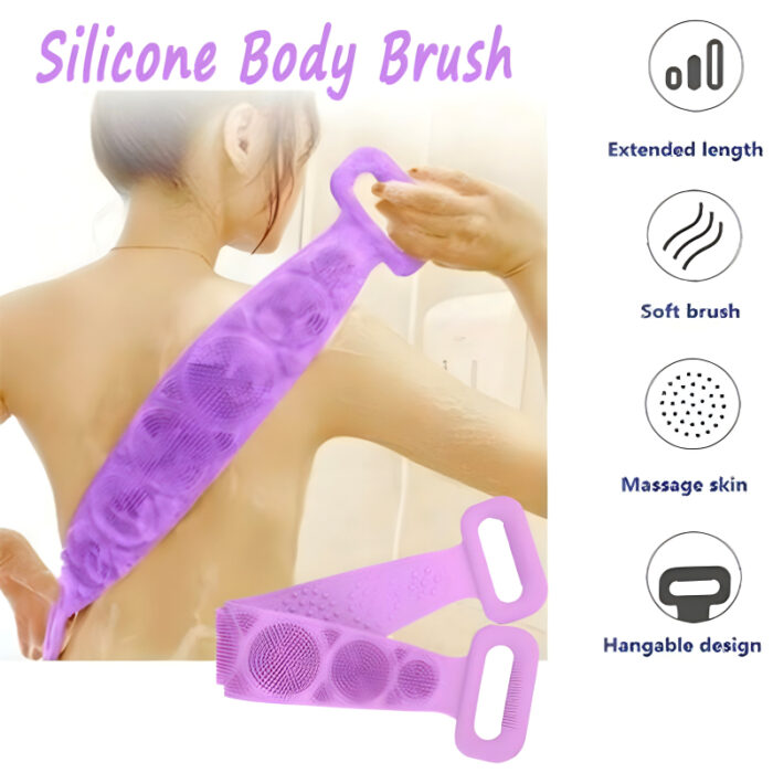 Pack Of 3 Silicone Back Scrubber Soft Loofah Bath Towel And Massage Belt - Image 3