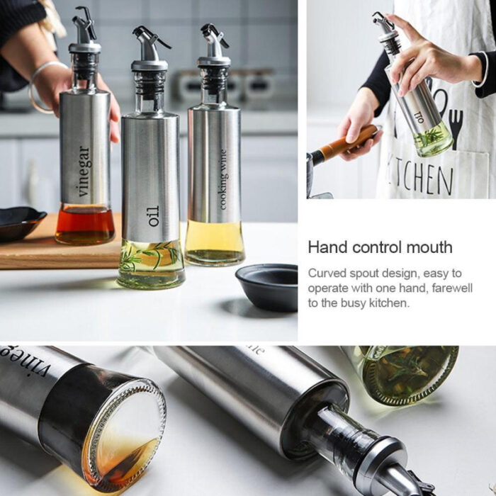 500ml High-Quality Stainless-Steel Covered Smart Glass Oil Bottle - Image 10