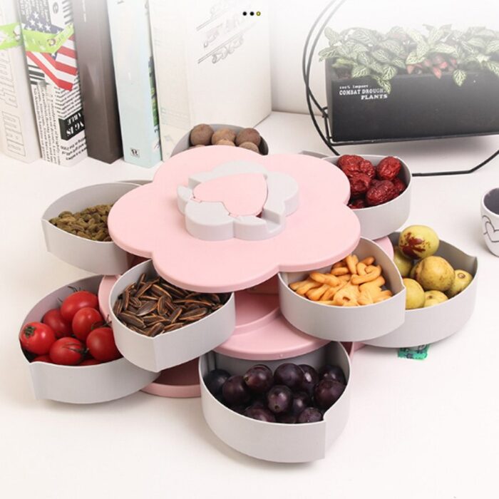 Flower Design Plastic Fruit Basket Double-Layer Creative Candy Box - Image 1