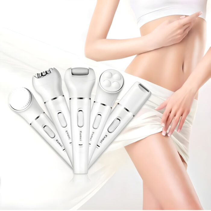 Kemei KM-2199 Multi-Functional Rechargeable Epilator: 5-In-1 Beauty Tools Kit For Women - Image 13
