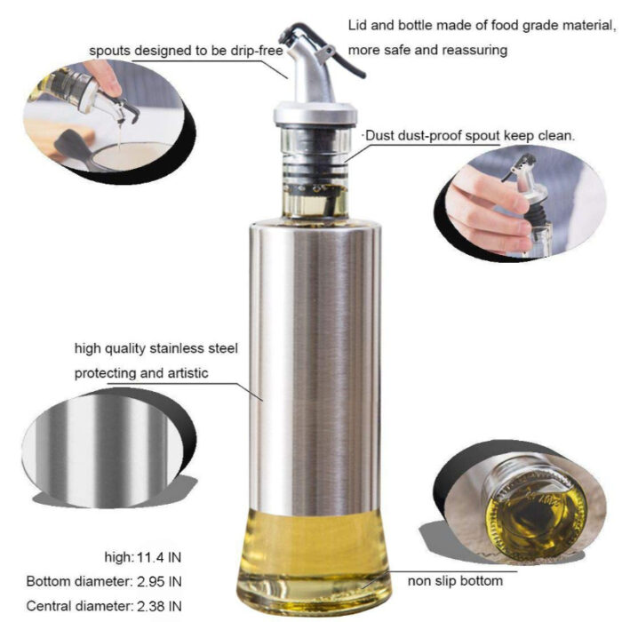 500ml High-Quality Stainless-Steel Covered Smart Glass Oil Bottle - Image 12