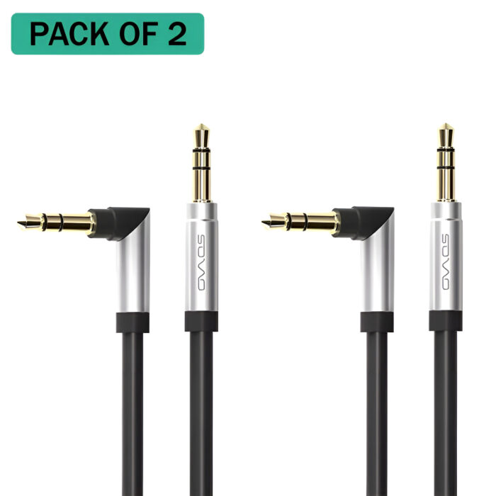 Pack of 2, Sovo Moco SOX-805 3.5mm AUX Cables, High Fidelity Sound, 1.5m Length - Image 2