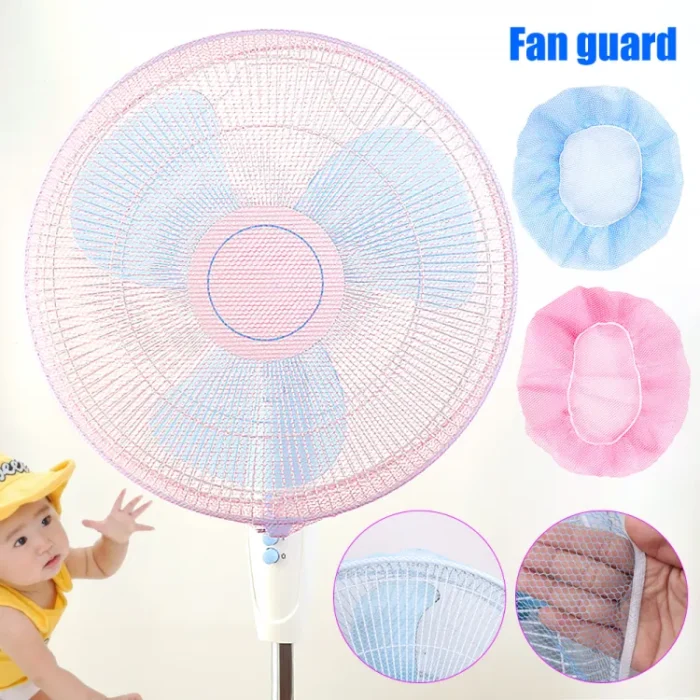 Pedestal fan cover net for kids safety | Mesh Fan Cover Thin Mesh Fan Guard Fan Mesh Covers for Kids Children Finger Safety (Blue) - Image 1