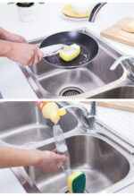 3 Sponge Heads Handheld Soap Scrubber Cleaner Dish Wand Brush Cleaning Tool - Image 8