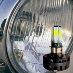 M6 LED Universal Headlight with Fan for All Bikes | universal fitting 3 function High/Low and flasher light