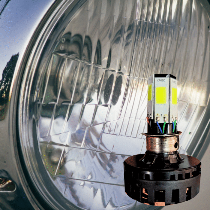 M6 LED Universal Headlight with Fan for All Bikes | universal fitting 3 function High/Low and flasher light - Image 1