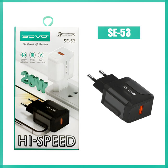 SOVO SE-53 Hi-Speed 20W Quick Charge High-Quality Adapter - Image 1