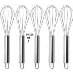 Pack Of 5 Stainless Steel Whisk Non-Stick Flexible Beater Easy To Handle Easy To Clean Multifunction Manual Stirrers