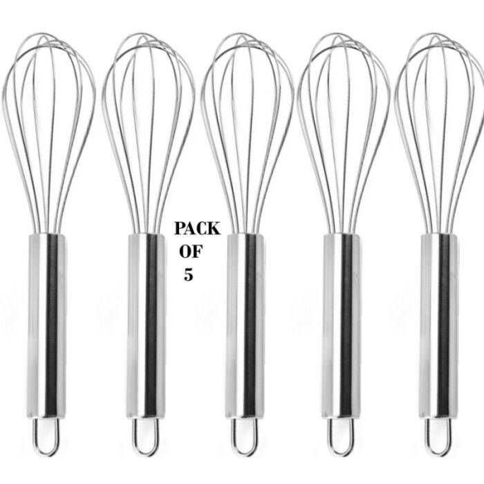 Pack Of 5 Stainless Steel Whisk Non-Stick Flexible Beater Easy To Handle Easy To Clean Multifunction Manual Stirrers - Image 1