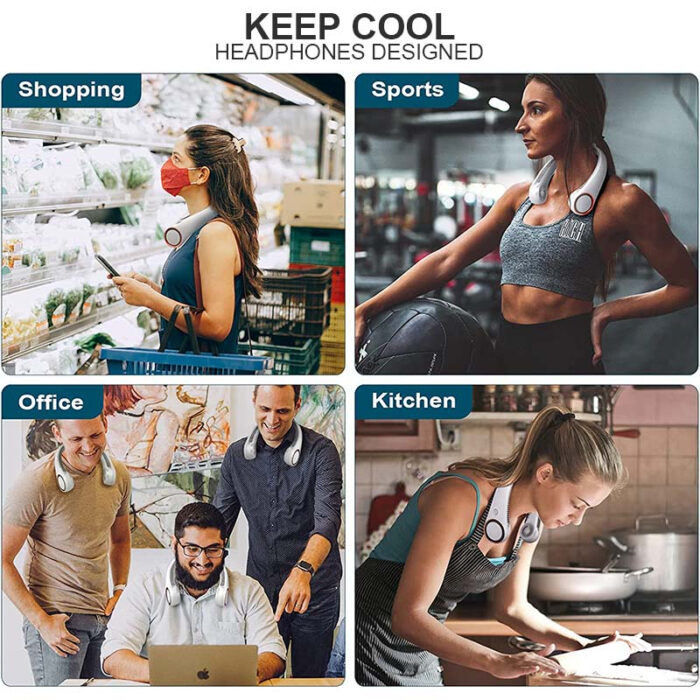 Mini Portable USB Rechargeable Leafless Hanging Neck Fan With 360° Airflow - Image 4