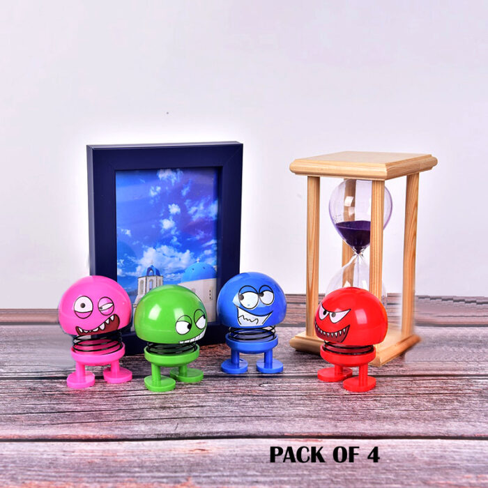 Pack Of 4 Cute Funny Shaking Head Dolls Spring Bouncing Car Pendant Dolls Car Decoration Funny Toys - Image 2