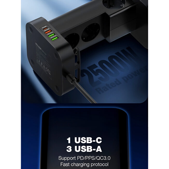 LDNIO SEW 4485 Multifunctional Smart Tower Power Strip with 2500W Surge Protection and Wireless Charging - Image 8