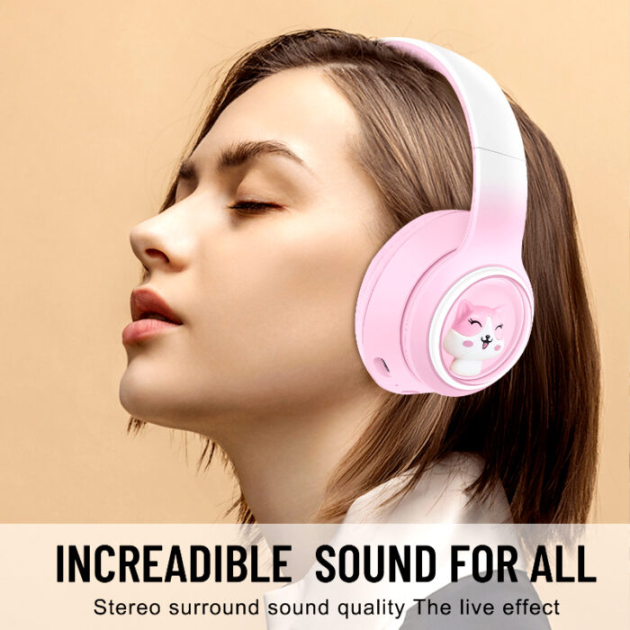 AKZ-08 Adorable Cartoon Design Bluetooth 5.3 Wireless Headphones with Hi-Res Audio, Long Battery Life, and Built-in Mic - Image 3