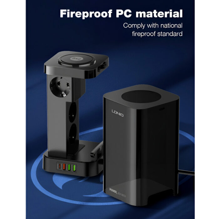 LDNIO SEW 4485 Multifunctional Smart Tower Power Strip with 2500W Surge Protection and Wireless Charging - Image 2