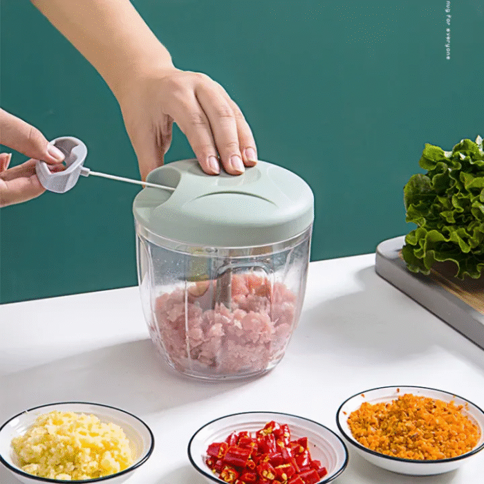 Hand Pulled Multipurpose Chopper & Cutter | Rope Pulled Chopper Multifunctional Meat Grinder, Vegetable Cutter (Random Color) - Image 4