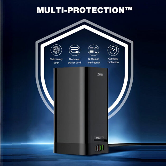 LDNIO SEW 4485 Multifunctional Smart Tower Power Strip with 2500W Surge Protection and Wireless Charging - Image 5