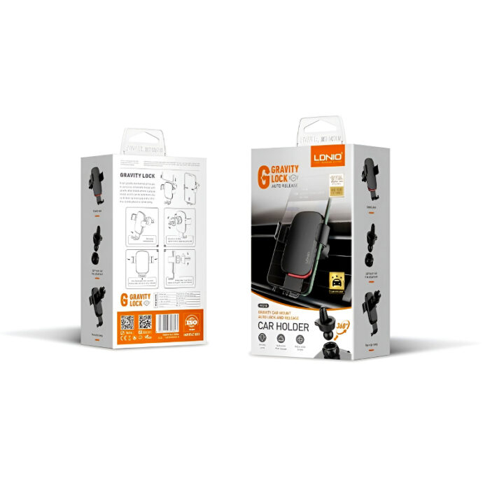 LDNIO MG10 Universal 360° Gravity Car Mount - Auto Lock & Release Phone Holder with Non-Slip Clamp - Image 15