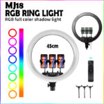 MJ18 45 CM RGB LED Soft Ring Light with 3 Phone Holders and Remote Control - Image 10