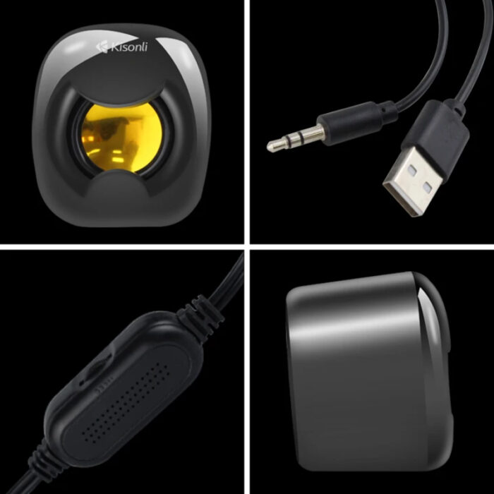 Kisonli A-202 Compact Stereo USB 2.0 PC Speakers with Deep Bass and AUX Input - Image 3