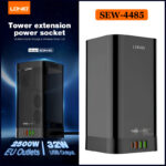 LDNIO SEW 4485 Multifunctional Smart Tower Power Strip with 2500W Surge Protection and Wireless Charging