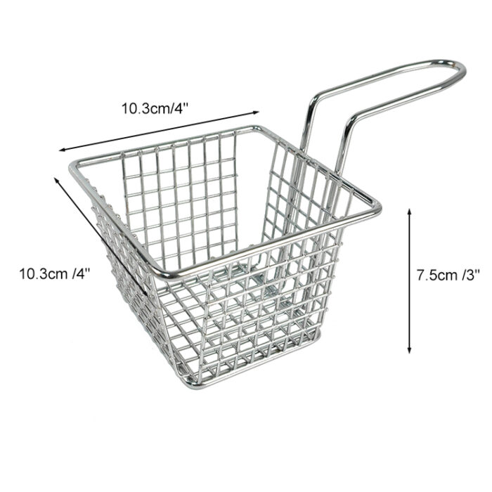 Mini Square Multi-Purpose Stainless Steel French Fries Serving Basket - Image 6