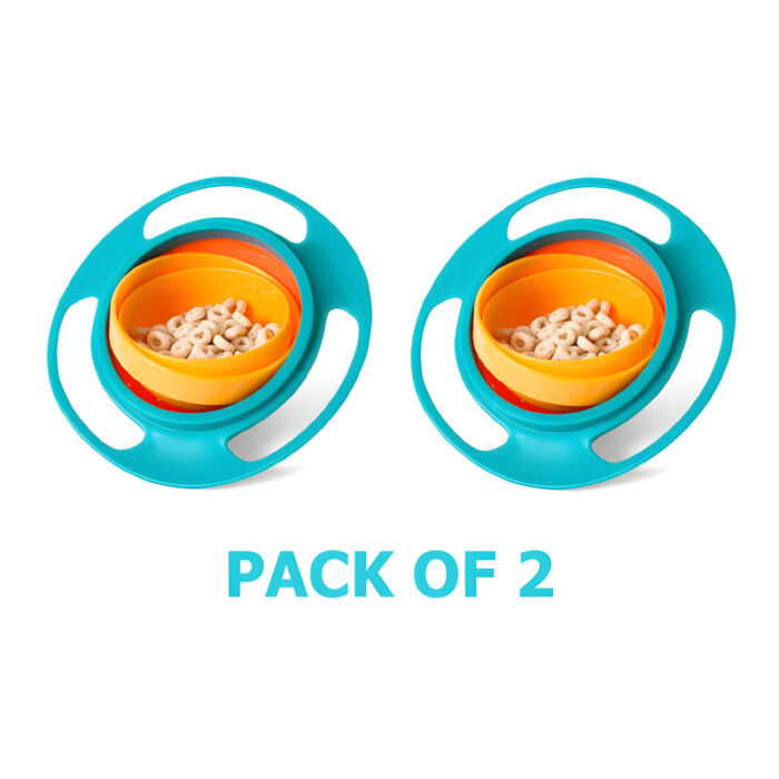 Pack Of 2 Universal Gyro Bowls: 360° Rotate Spill-Proof Baby Feeding Dish Tableware - Image 5