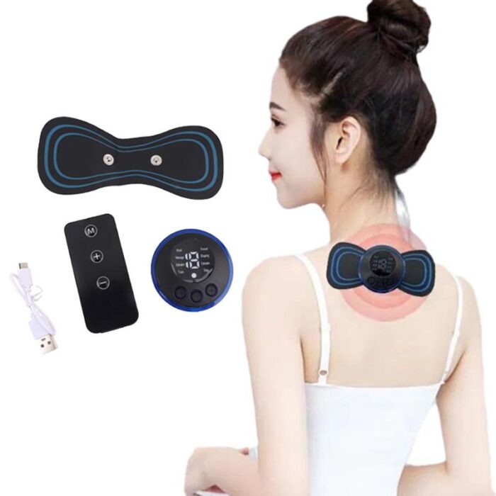 EMS Butterfly Neck Massager For Muscle Pain Relief And Shoulder Relaxation with Remote - Imported - Image 1
