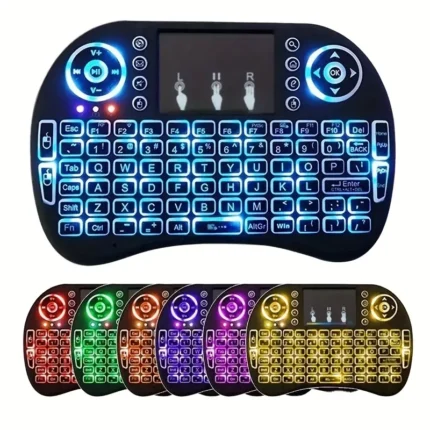 i8 2.4G Mini wireless keyboard with touchpad | 7-color Backlight ,plug and play | Super cool design | Perfect for Android TV Box, Smart TV, Projector, PS3