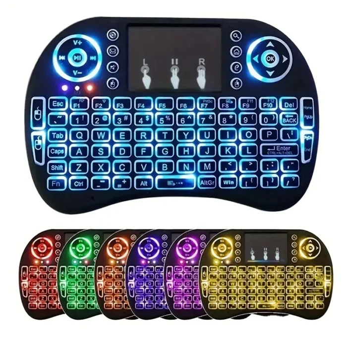 i8 2.4G Mini wireless keyboard with touchpad | 7-color Backlight ,plug and play | Super cool design | Perfect for Android TV Box, Smart TV, Projector, PS3 - Image 1