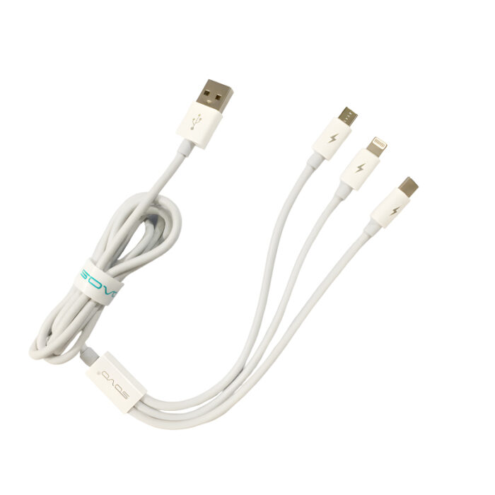 SOVO SC-301 High Quality 3.4A Fast Charge 3-In-1 USB Cable - Image 2