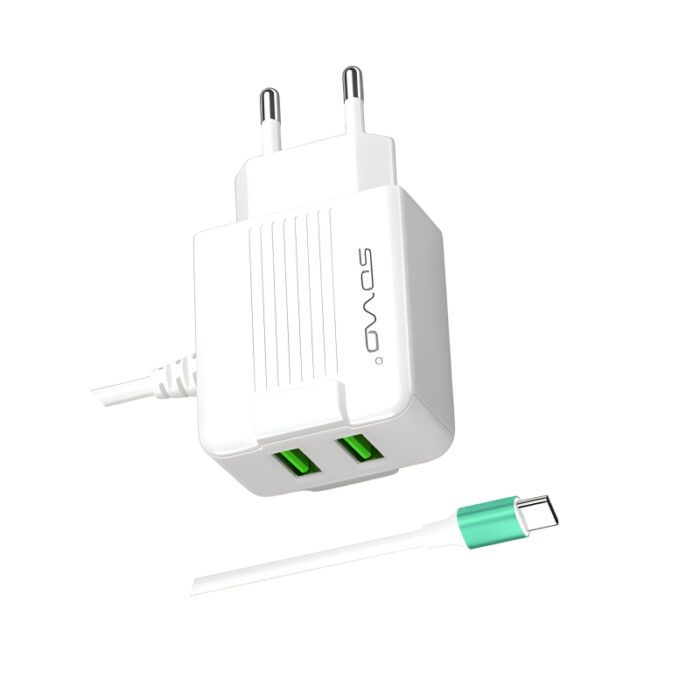 SOVO SG-77 FIRE-TC 2.4A High Quality Type-C Charger With Dual USB Output - Image 2