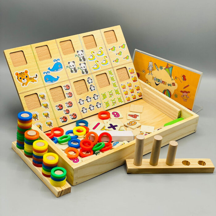 Multifunctional Wooden Donut Arithmetic Counting Stick learning box For Kids - Image 1