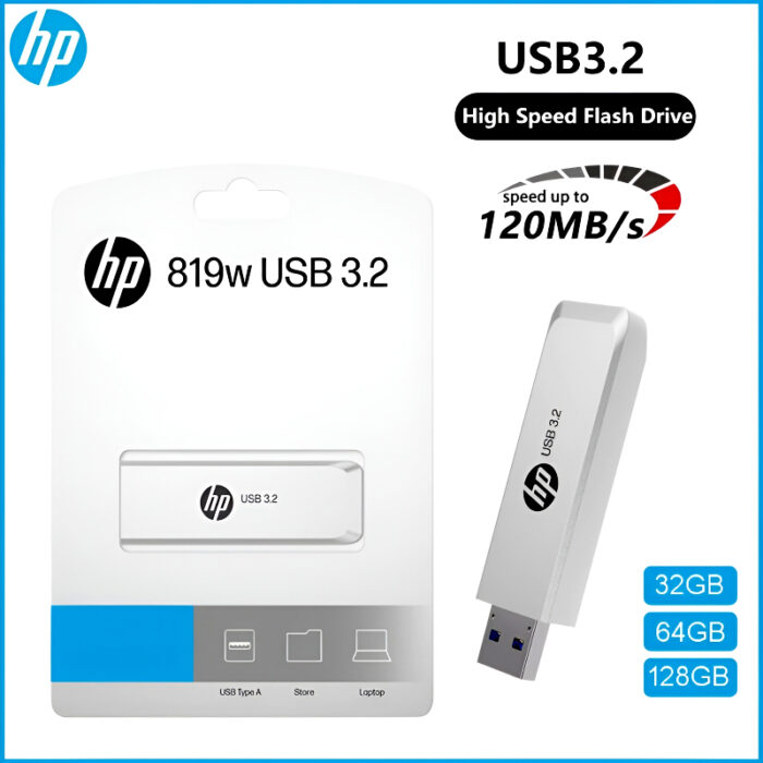 HP 819w High-Speed Metal Slide Design USB 3.2 Flash Drive – 32GB/64GB/128GB - Image 1
