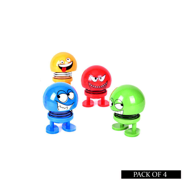 Pack Of 4 Cute Funny Shaking Head Dolls Spring Bouncing Car Pendant Dolls Car Decoration Funny Toys - Image 3