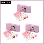 Pack Of 3 Cute Mini Hello Kitty 7PCS Makeup Brush Kit - Image 4
