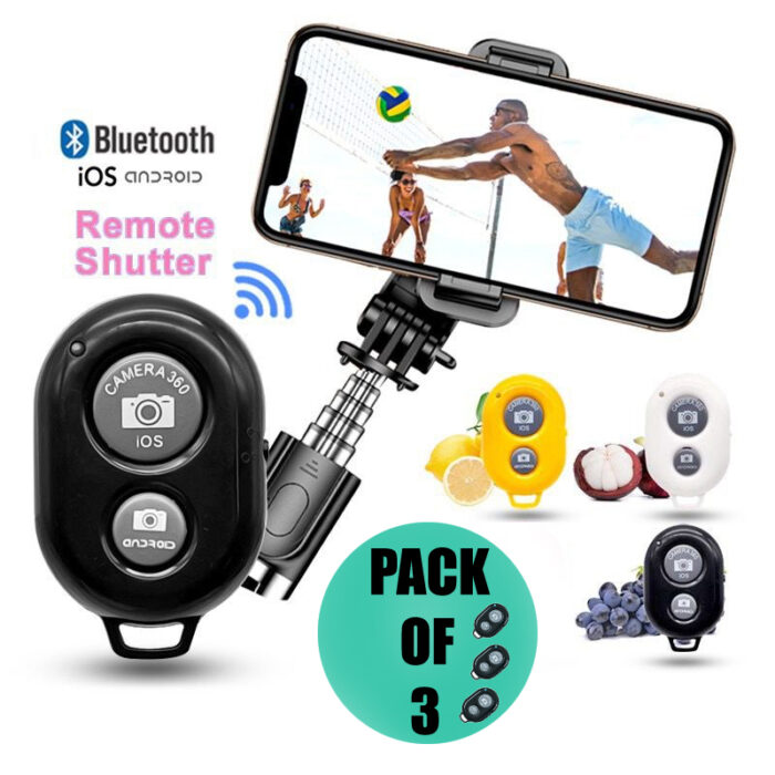 Pack Of 3 Easy Pair Mini Selfie Bluetooth Remote Shutter For All Smart Phones - Image 1
