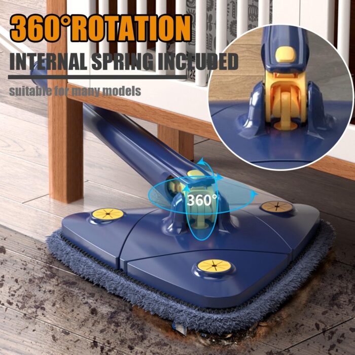 Adjustable 360 Degree Rotatable Butterfly Triangle Cleaning Mop - Image 2