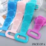 Pack Of 4 Silicone Back Scrubber Soft Loofah Bath Towel And Massage Belt - Image 4