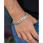 Durable & Glossy Finish Men's Solid Stainless Steel Figaro Chain Bracelet - Image 2