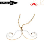 Chic Charm Set Of 2 Mustache Pendants With Golden Chains - Image 5