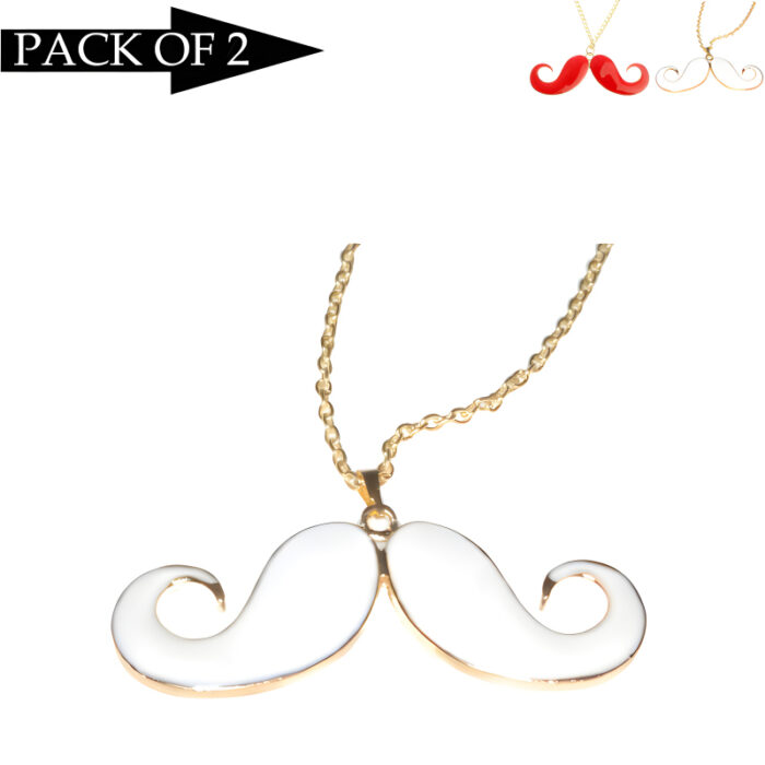 Chic Charm Set Of 2 Mustache Pendants With Golden Chains - Image 5