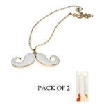 Chic Charm Set Of 2 Mustache Pendants With Golden Chains - Image 4