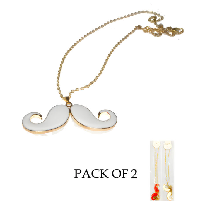 Chic Charm Set Of 2 Mustache Pendants With Golden Chains - Image 4