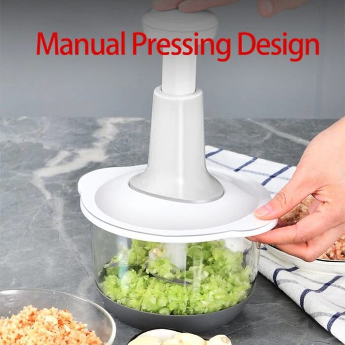 Four Blade Hand Pressure Vegetable Grinder Manual Kitchen Chopper Garlic Masher - Image 4