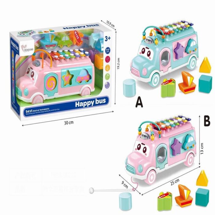 Happy Bus Shape Xylophone For Kids Multi Color - Image 1