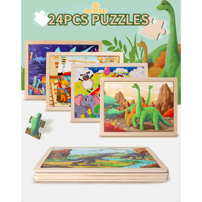 24 PCS Wooden Educational Puzzle Toy For Early Learning - Image 6