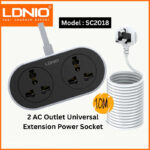 LDNIO SC-2018 10M 2 AC Outlet Universal Extension Power Socket – 2500W Heavy Duty UK Plug