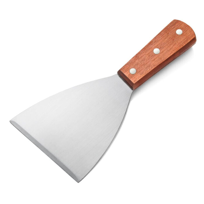 Multi-Purpose Wooden Handle Stainless-Steel Slant Edges Scraper - Image 1