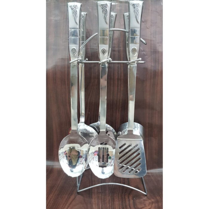 7pcs Stainless Steel Cutlery Set With Holder Stand High Quality - Image 1