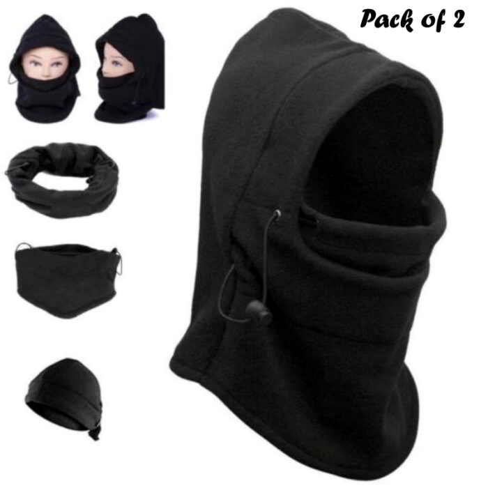 Pack Of 2 Pcs 6 In 1 Unisex Winter Fleece Thermal Balaclava Ski Snood Hood Neck Warmer Hats - Image 2